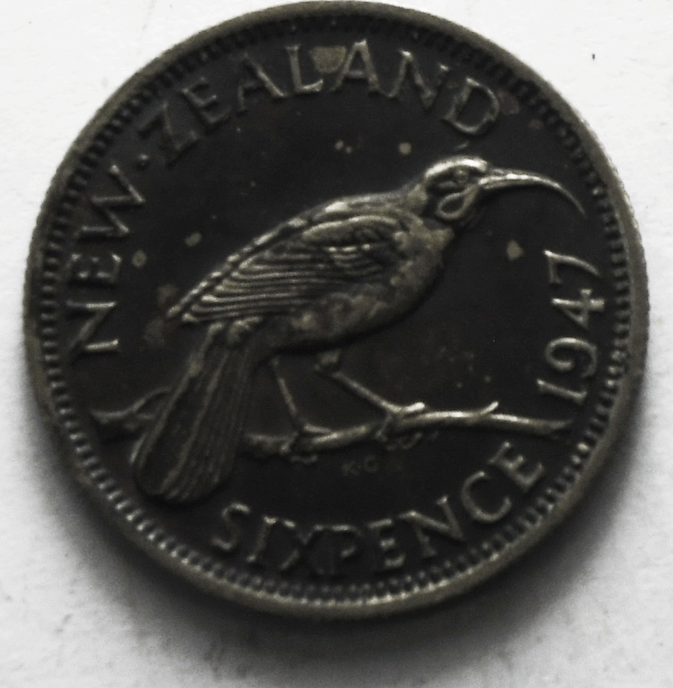 1947 New Zealand One Florin KM# 8a Copper Nickel