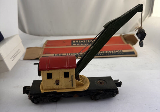 LIONEL #2660 LIONEL LINES PRE WAR CRANE CAR USA w/ HOOK