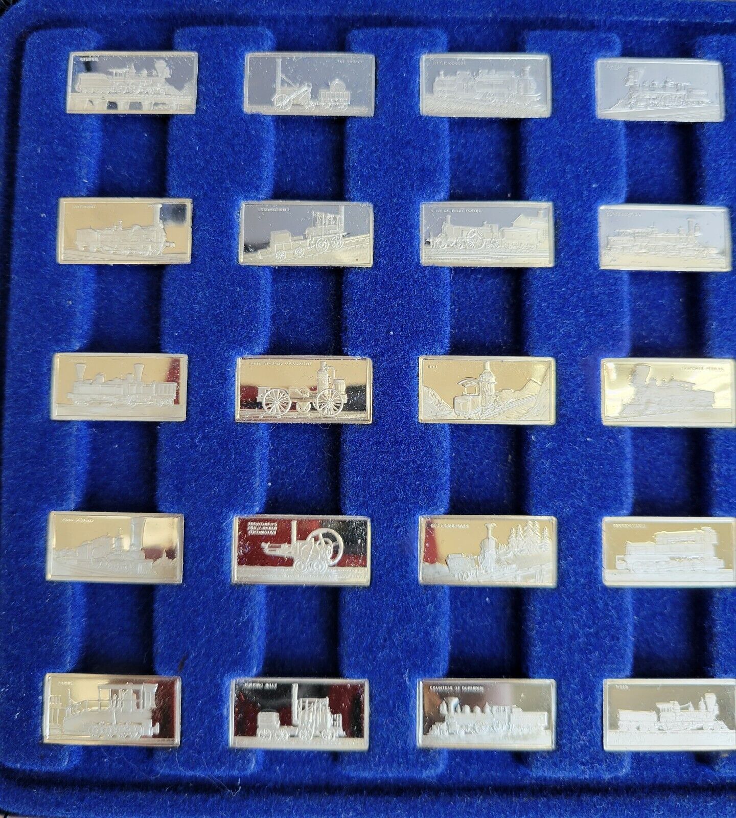 50pc. International Locomotive Miniature Sterling Bar Collection Franklin Mint