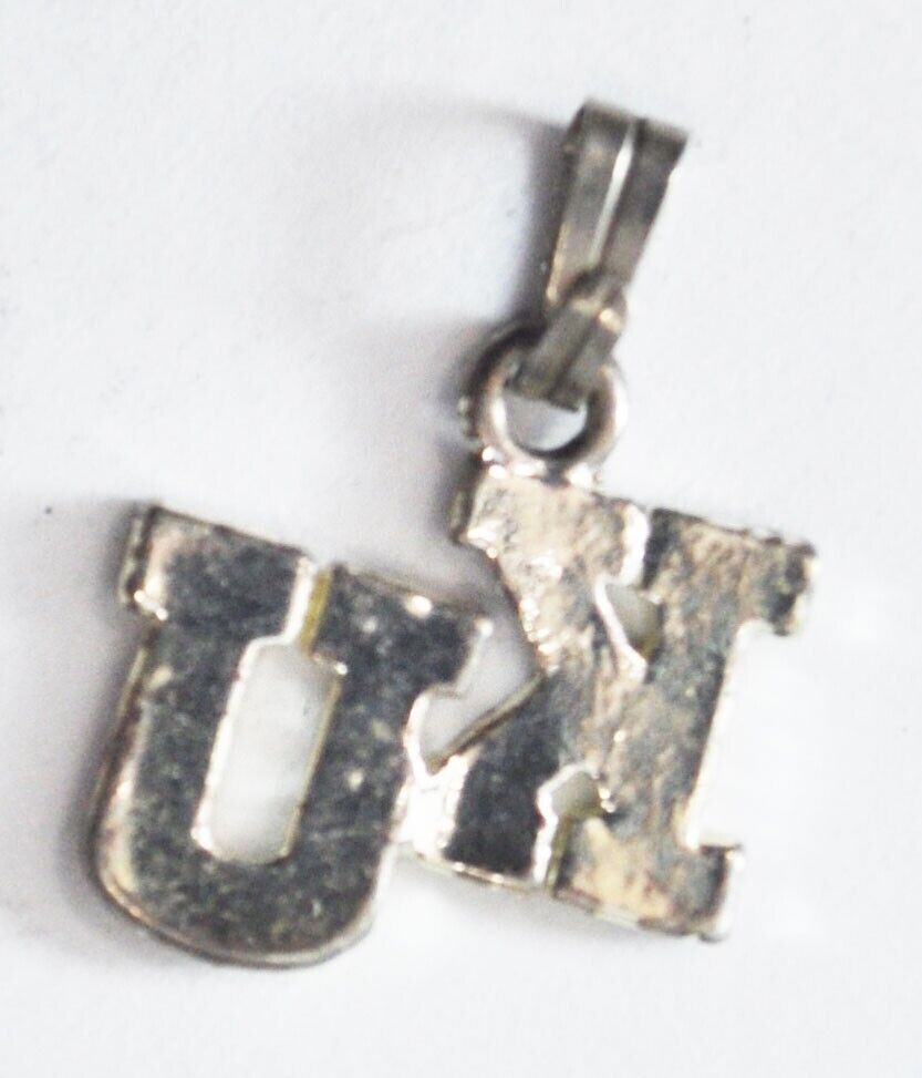 Silver Plated Kansas University KU Blue Red Enamel Charm 17x15mm