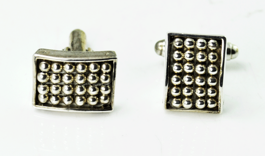 Sergio Bustamante Sterling Silver Rectangle Dot Cufflinks 17mm x 13mm