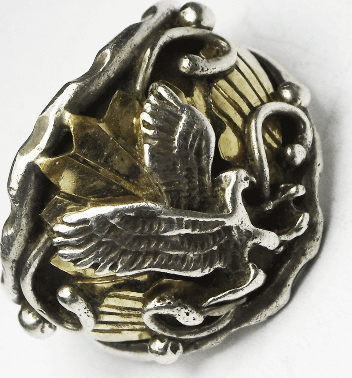 Signed S Gold Filled Sterling Eagle Ring 23mm Size 12-3/4