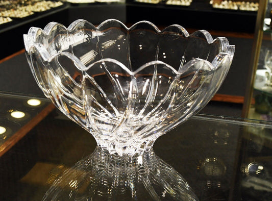Vintage 24% Large Lead Large Crystal Bowl 9 3/4" x 5 5/8" Slovenia HEAVY