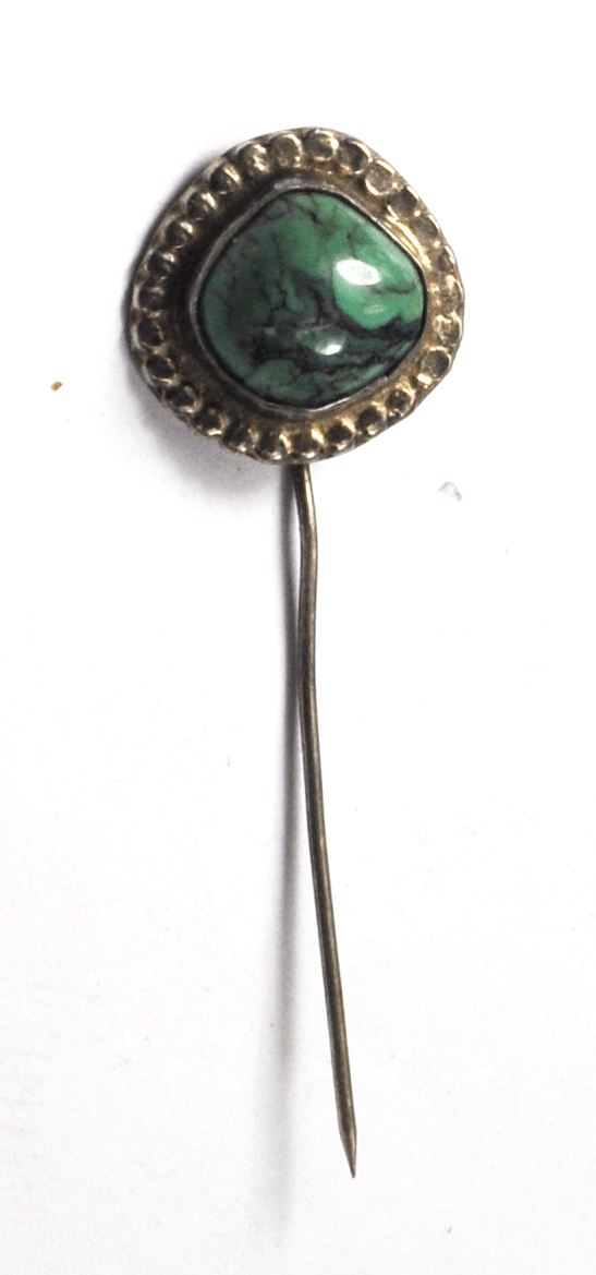 Antique Green Turquoise 18mm Stick Pin 2-1/8" Pedal Dot Halo