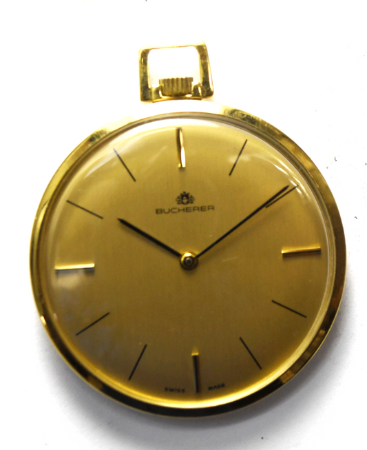 Bucherer Swiss 17j Thin 41mm Pocket Watch w Box