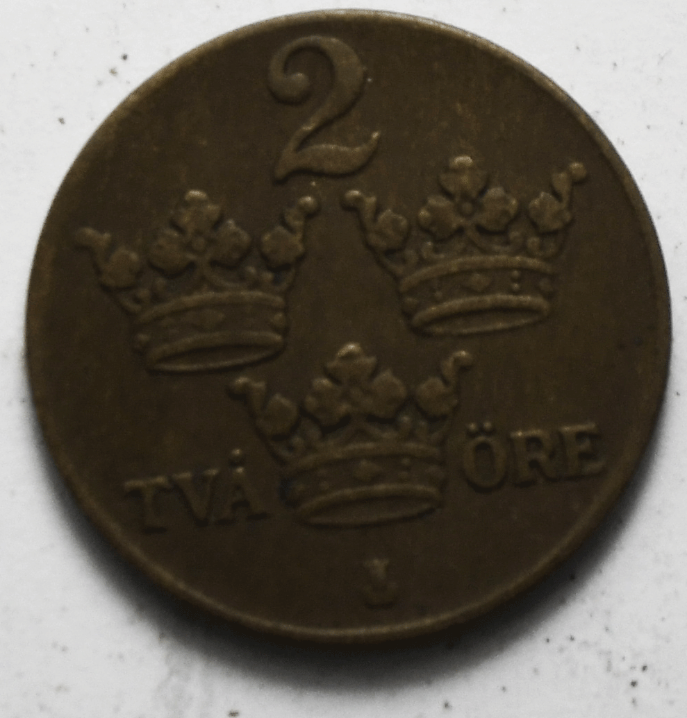 1938 Sweden 2 Two Öre KM# 778