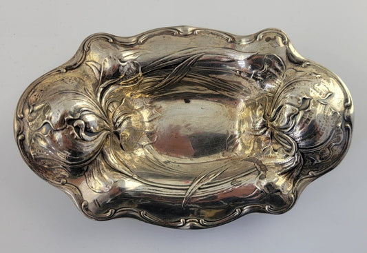 Antique ART NOUVEAU Gorham Sterling Silver 5 7/8" Floral Vanity Dish 2.2oz.