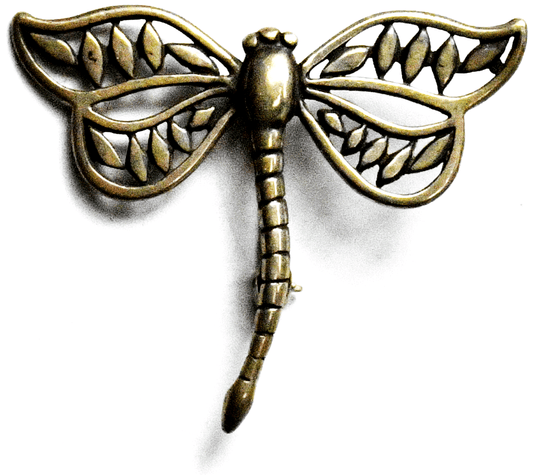 Sterling  Filigree Bug Dragonfly Brooch Pin 30mm x 37mm