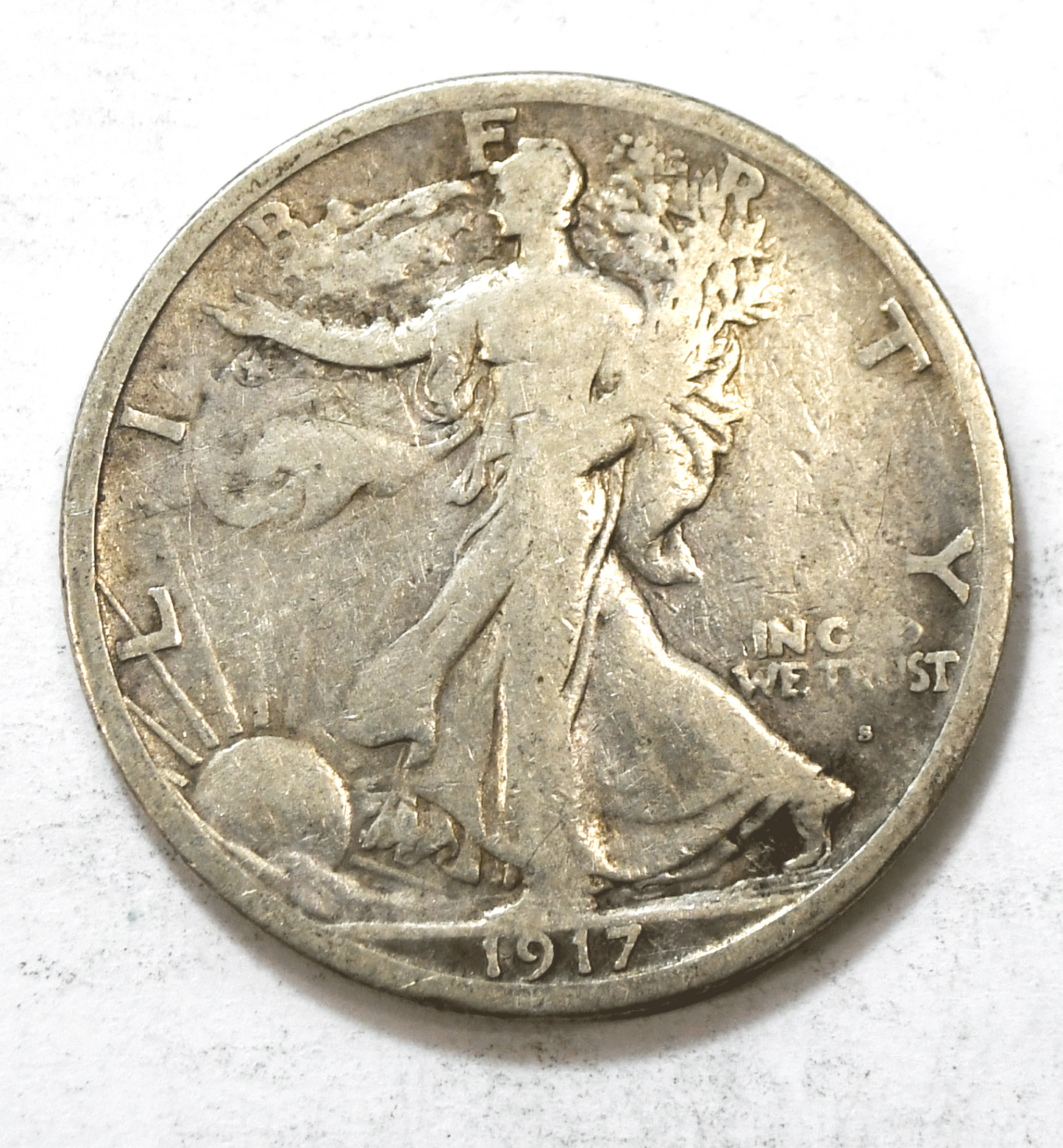 1917 SO 50c Walking Liberty Silver Half Dollar Fifty Cents San Francisco Obverse