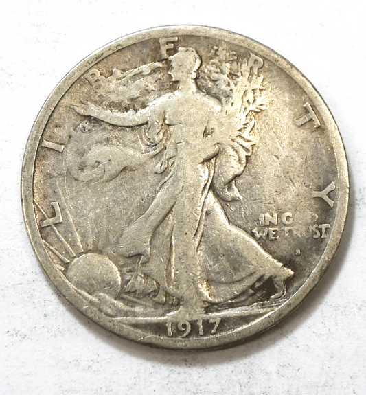1917 SO 50c Walking Liberty Silver Half Dollar Fifty Cents San Francisco Obverse