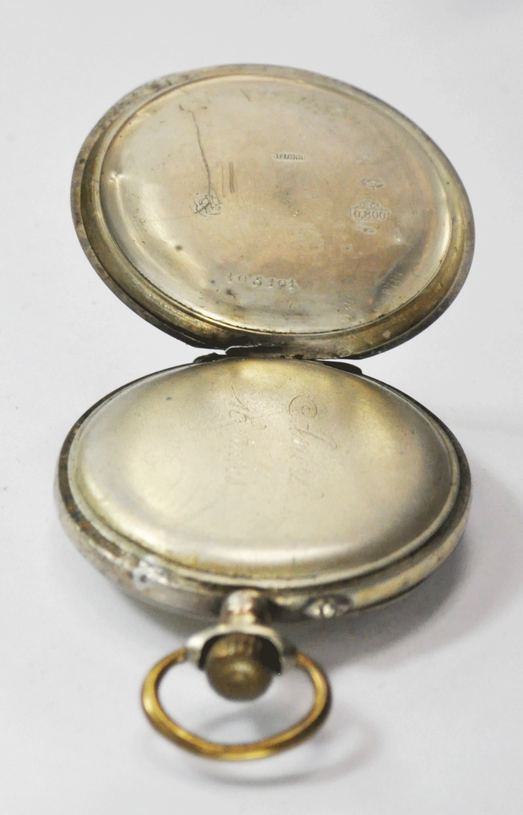 Swiss Ancre 15 Rubis 800 Fine Silver Pocket Watch Galonne 49mm Running