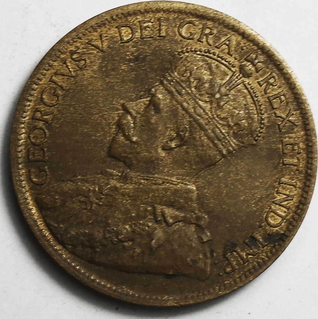 1919 1c Canada Large One Cent Penny KM#21 Bronze