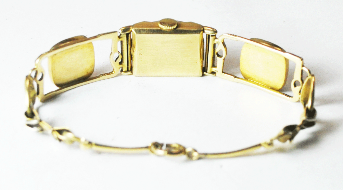 Ladies Abercrombie & Fitch Paul Vallette 17J Wristwatch 14k Fox Hunting 14mm
