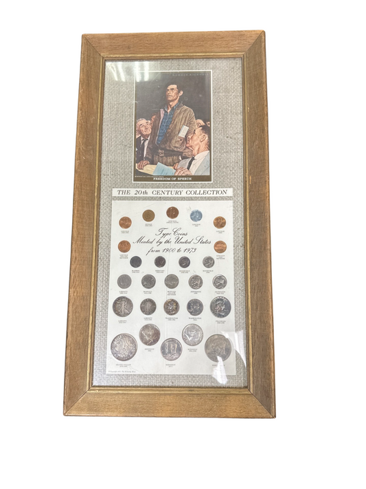 US 20th Century Kennedy Mint 26 Coin Collection Freedom Of Speech Framed
