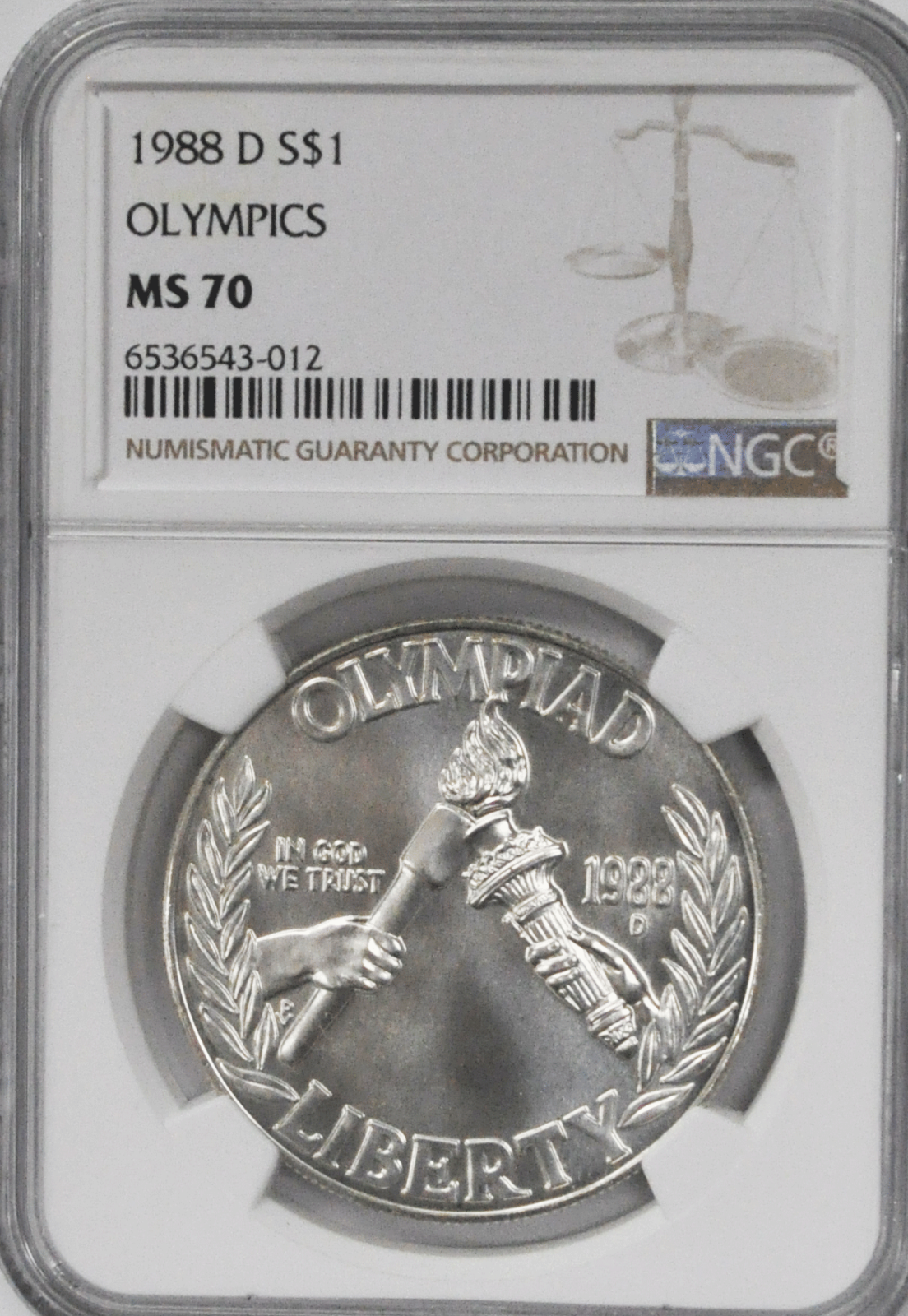 1988 D $1 Olympics Olympiad Commemorative Silver US One Dollar MS70 NGC