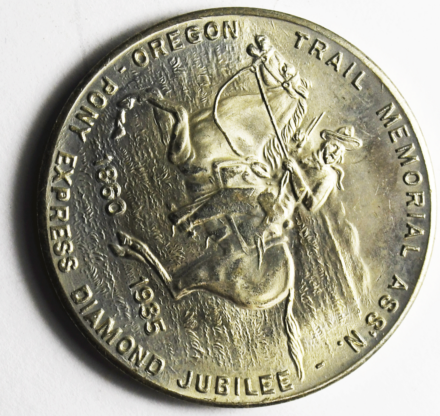 1935 Whitehead Hoag Pony Express Diamond Jubilee Relay Station Medal 32mm