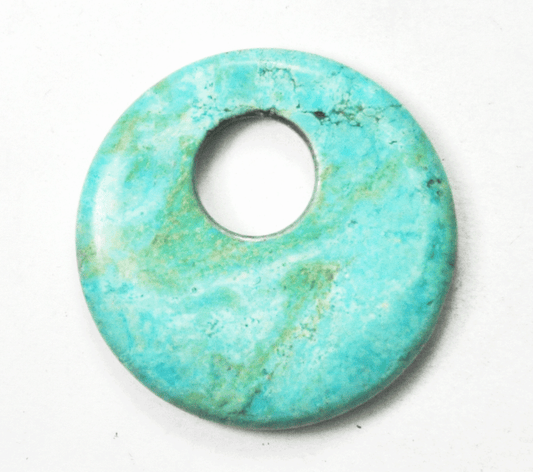 Turquoise Carved Round Disc Pendant 47mm 9mm Bale Opening