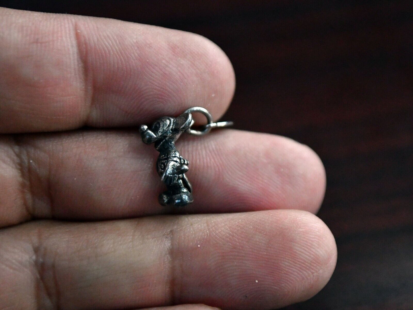 Vintage Signed Mickey Mouse Sterling Silver .925 Charm Pendant 5/8"