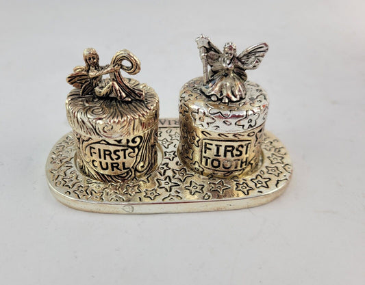 First Tooth Curl Fairy Baby Trinket Boxes Containers with Lids and Tray