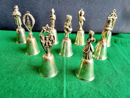Lot of 9 New England Collector's Society NE Silver Plated Christmas Bells