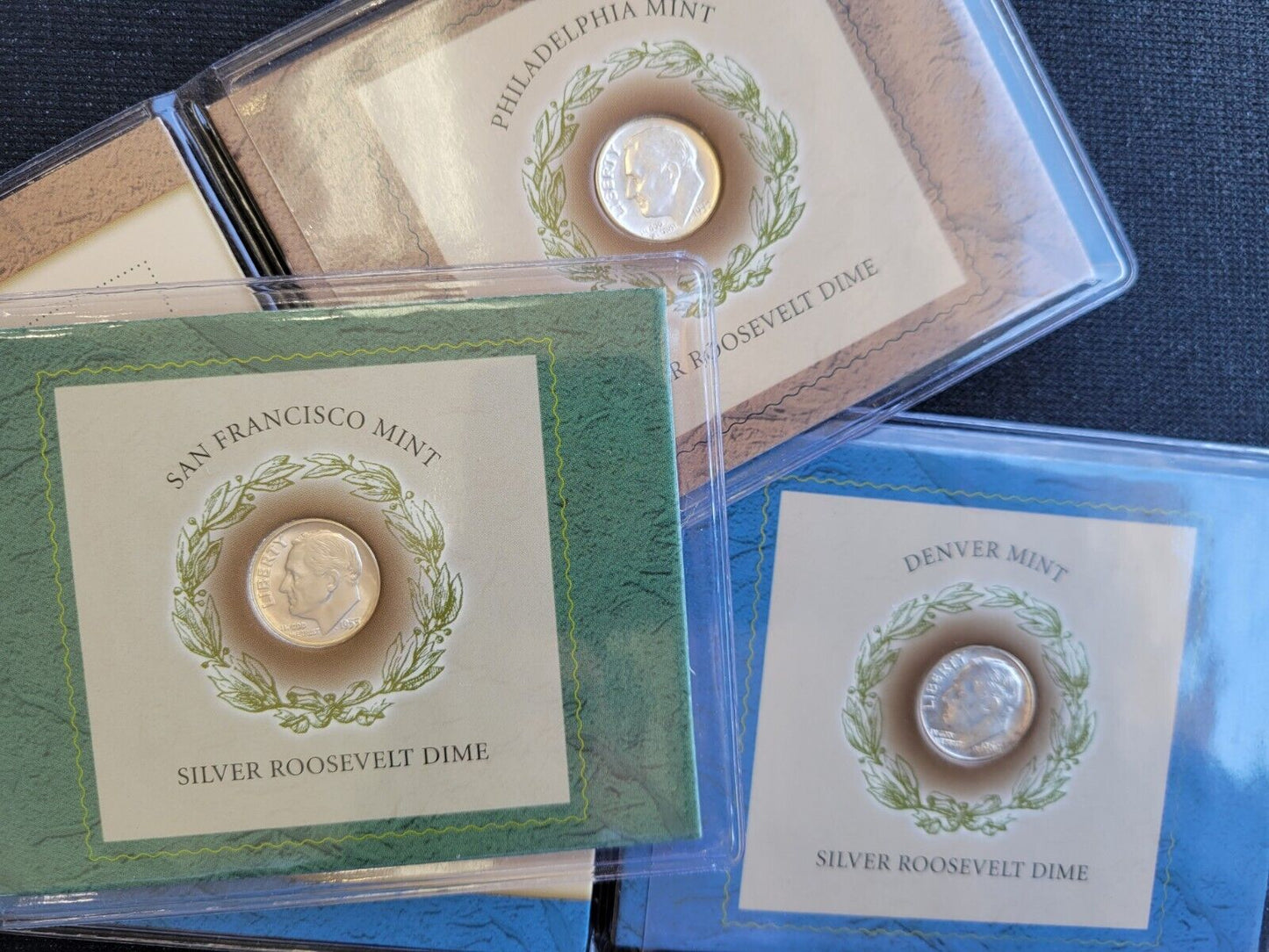 Rare Silver Roosevelt Dime 1957 Philadelphia,  1964 Denver,  1955 San Francisco
