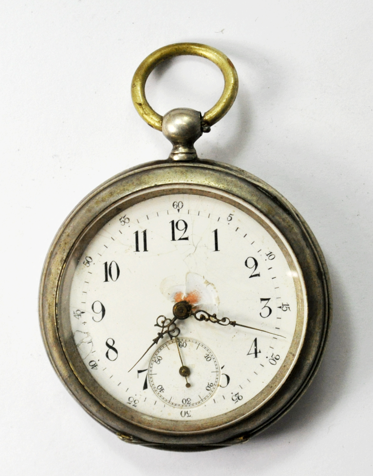 Swiss Cylindre 8 Rubis 800 Fine KW KS Pocket Watch Hand Monogram Swedish Crown