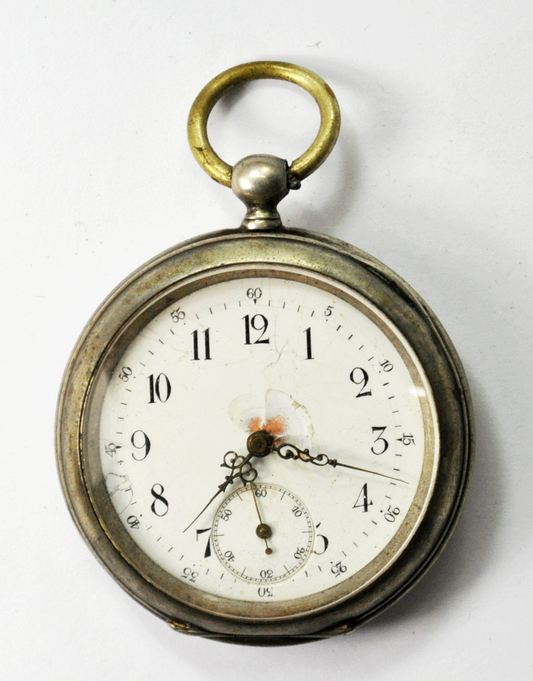 Swiss Cylindre 8 Rubis 800 Fine KW KS Pocket Watch Hand Monogram Swedish Crown