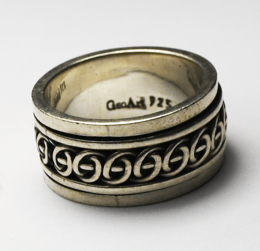 Sterling Silver GeoArt Ring 9mm Band Size 6