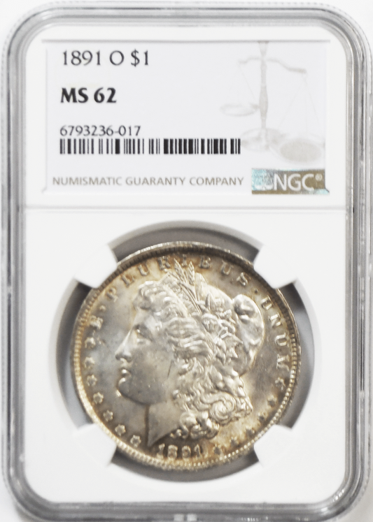 1891 O $1 Morgan Silver One Dollar NGC MS62 New Orleans Uncirculated