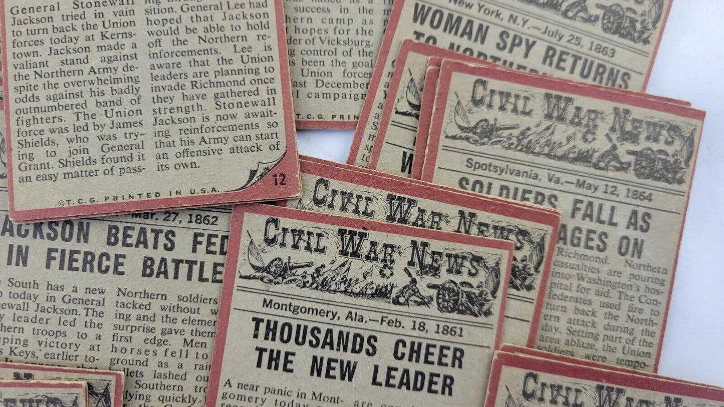 1962 Topps Civil War News Cards Lot Combat 28pc Set
