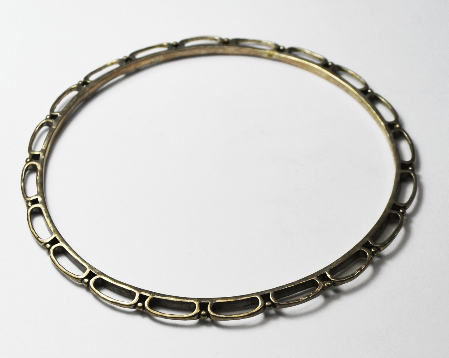 Sterling Silver Silpada Extra Large Bangle Hoop Dot Edge Bracelet 5mm