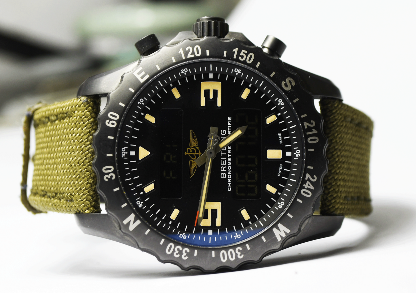 Breitling Chronospace Military GMT Alarm Blacksteel Men's Watch M78366 46mm