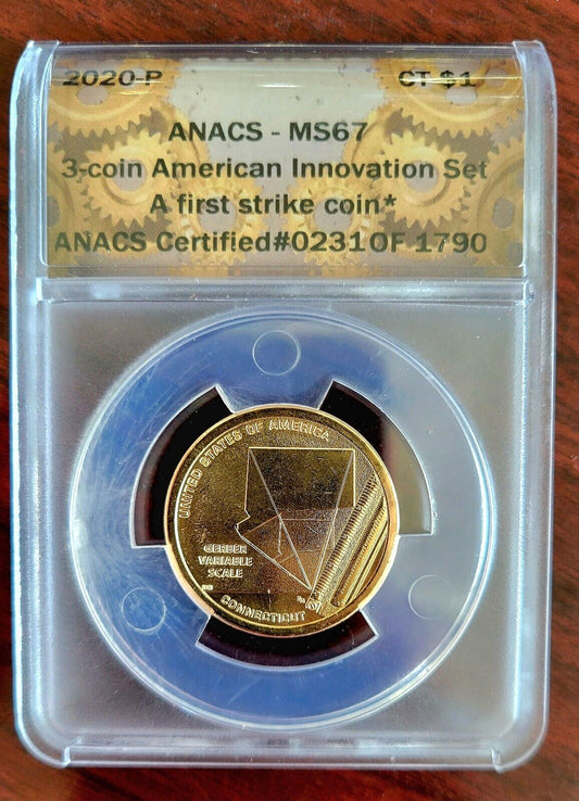 2020 P Innovation Dollar $1 Connecticut Gerber Scale MS67 ANACS First Strike