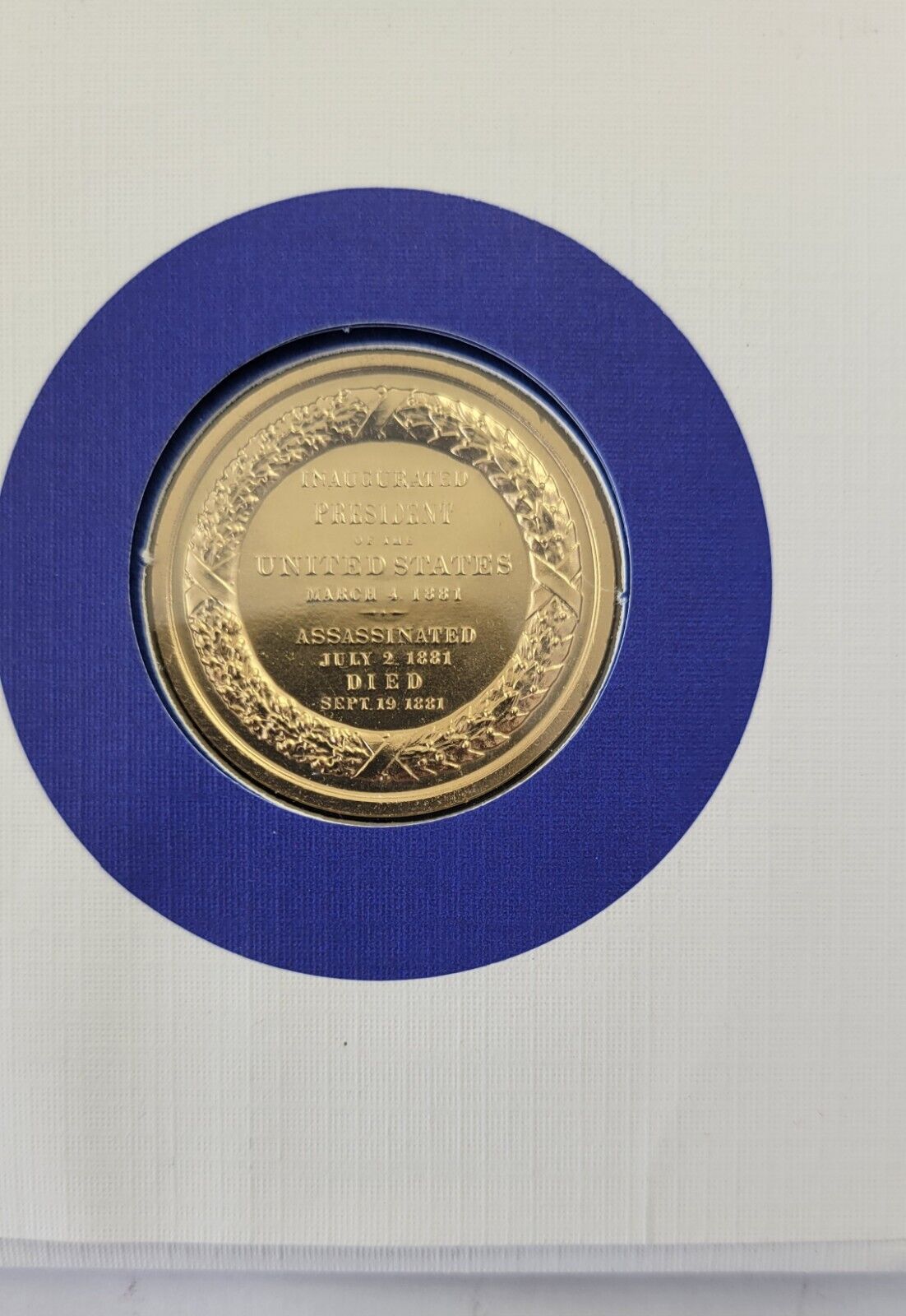 James Garfield Presidential Covers Medal Postal Commemorative Society Gold Plate