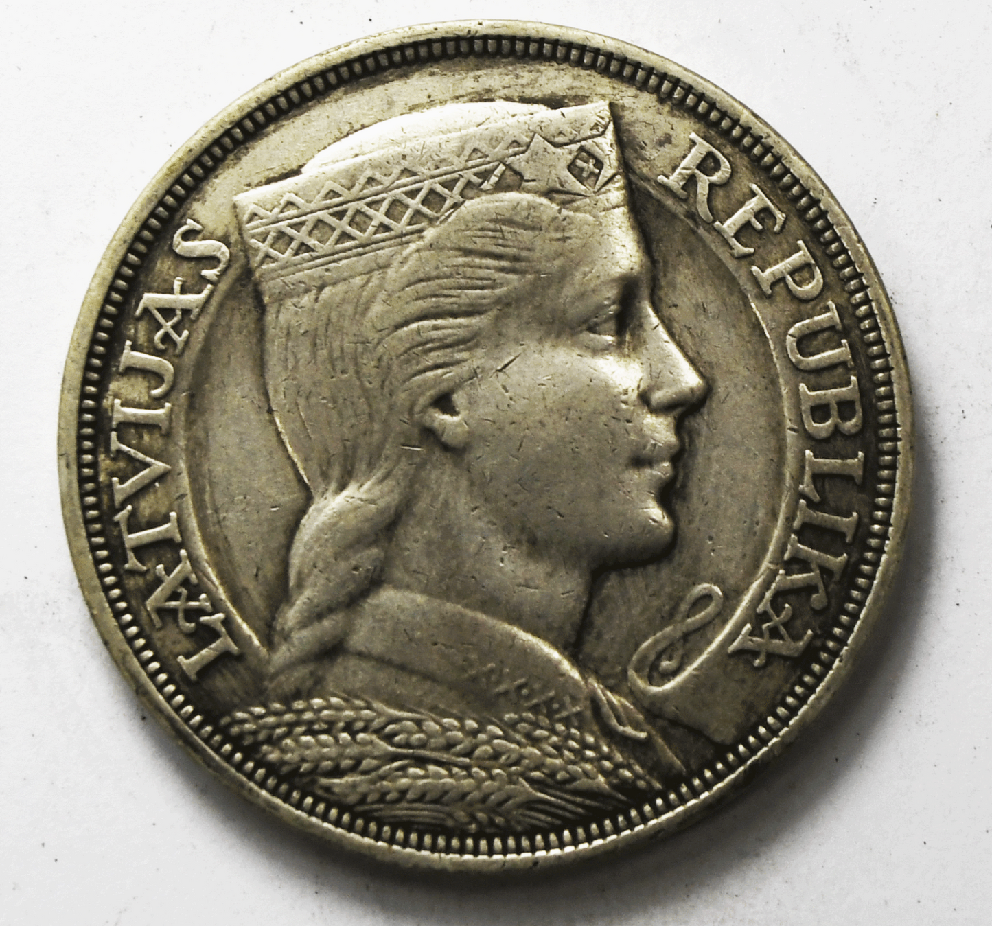 1931 Latvia Five 5 Lati Silver Coin KM# 9