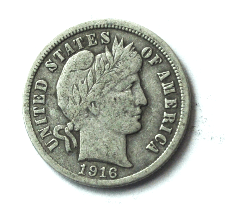 1916 S 10c Barber Silver Dime Ten Cents San Francisco Rare