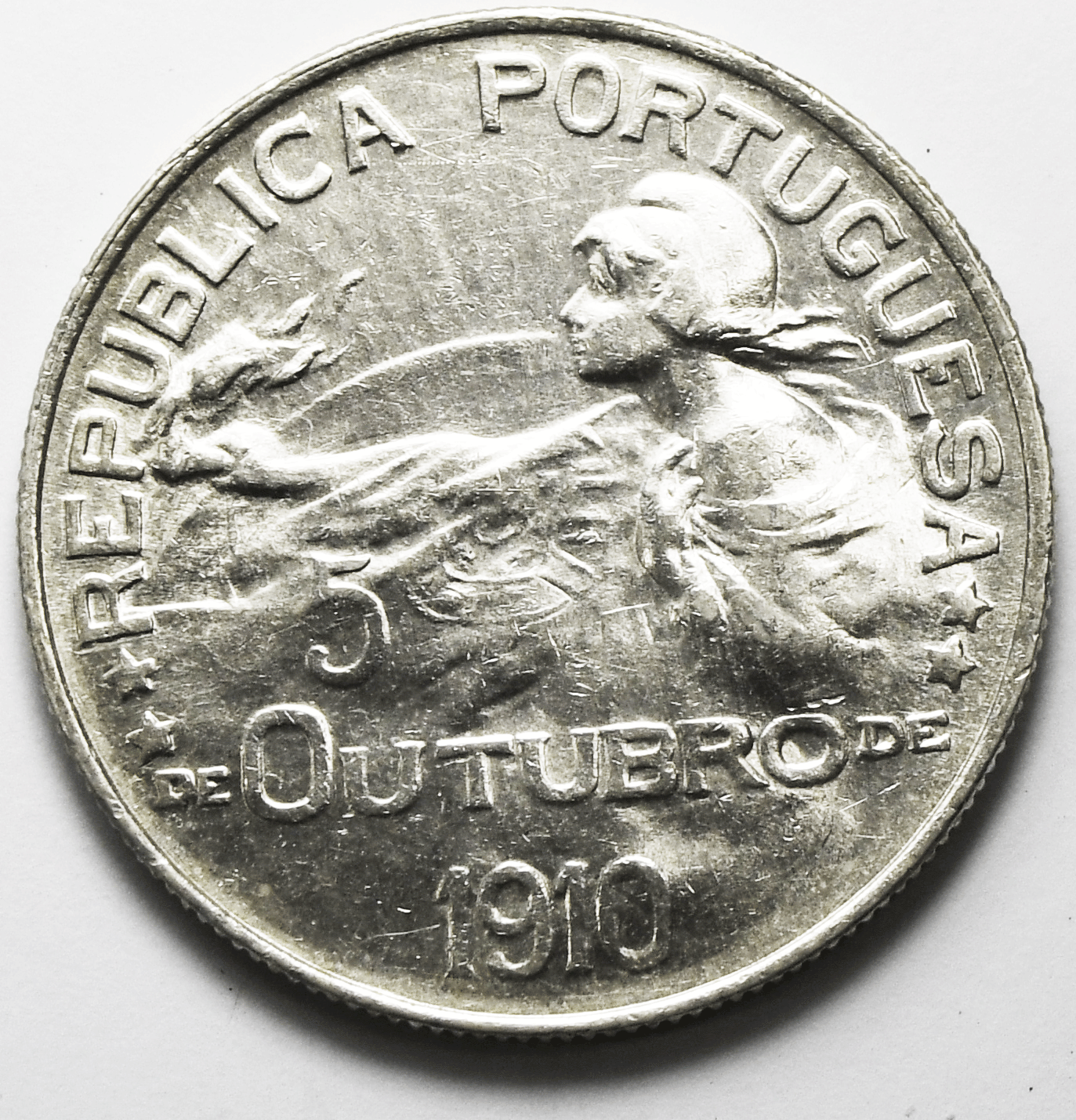 1910 Portugal Silver Escudo KM# 560 Struck in 1914