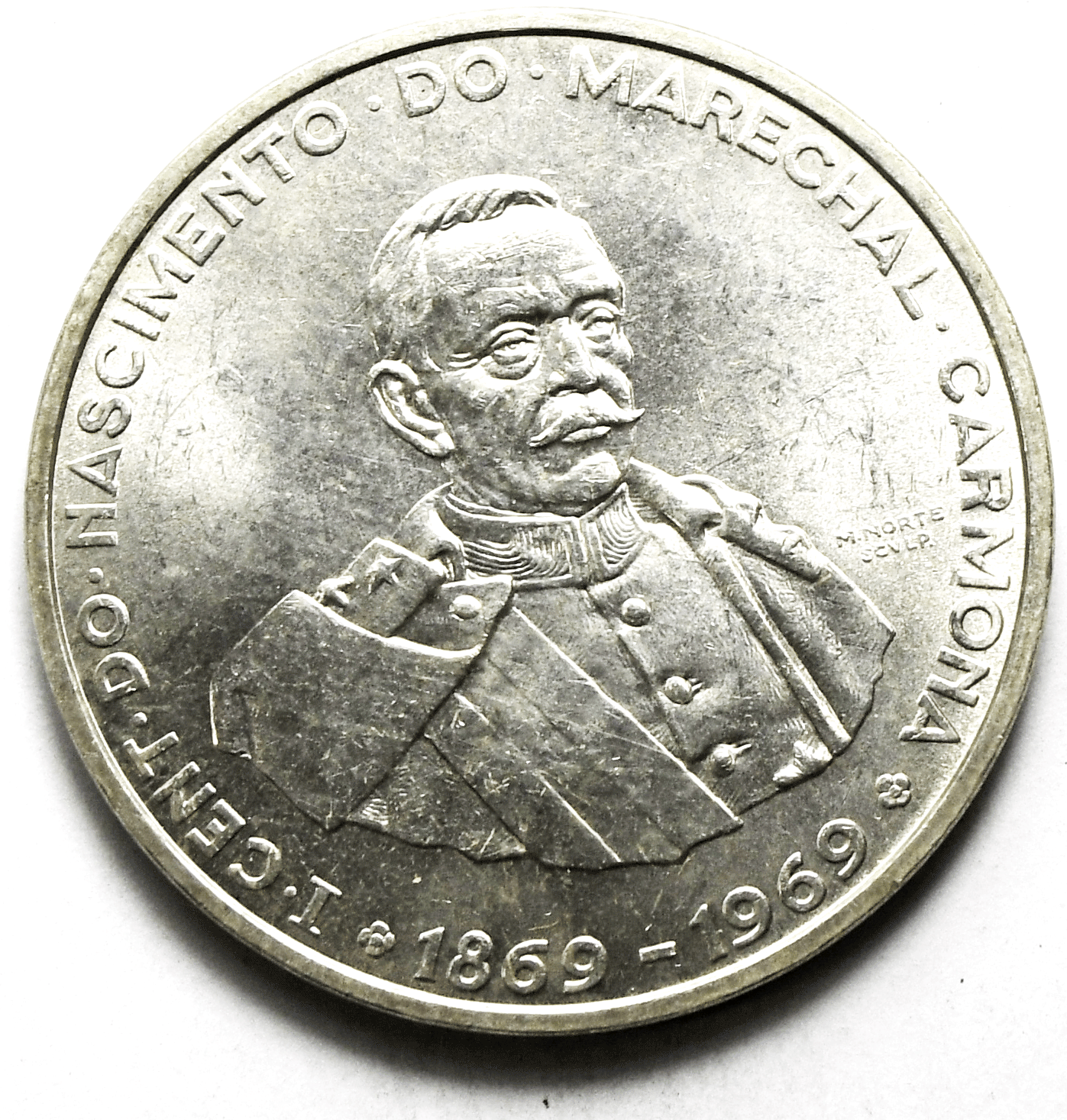 1969 Portugal 50 Escudos Silver Coin KM# 599 Uncirculated