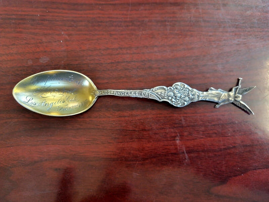 1903 Los Angeles Gala Sterlling Souvenir Spoon w/Goldwash Bowl Eureka .83oz.