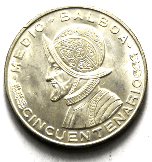 1953 Panama 1/2 Half Balboa Silver Coin KM# 20 Uncirculated