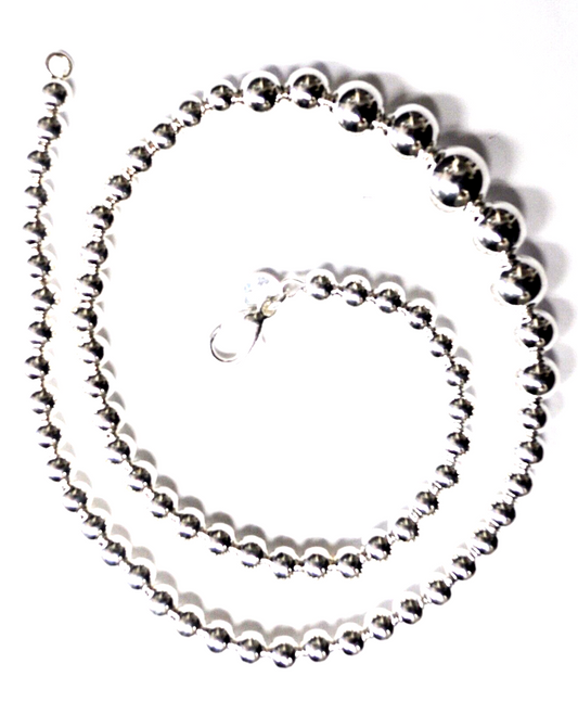 Silver Plated Graduated Round Bead Necklace 6-11mm 18.5"