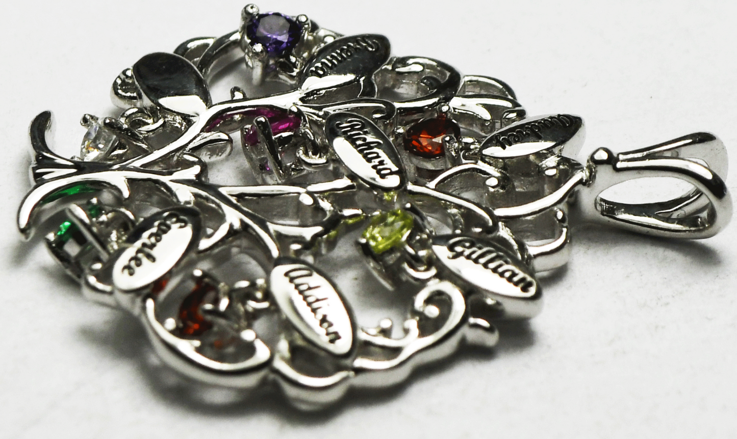 Sterling Silver Bradford BGE Name Tree Multi Stone Pendant 32mm  x 24mm