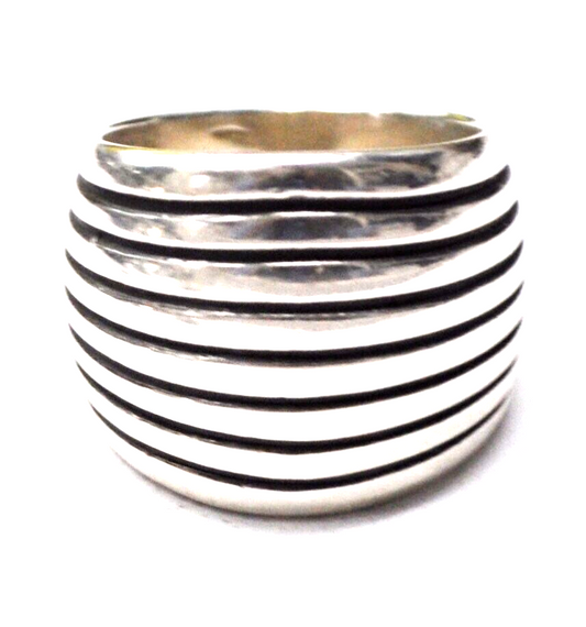 Sterling Silver Elgin Tom Seven Stripe Band Ring 19mm Size 10