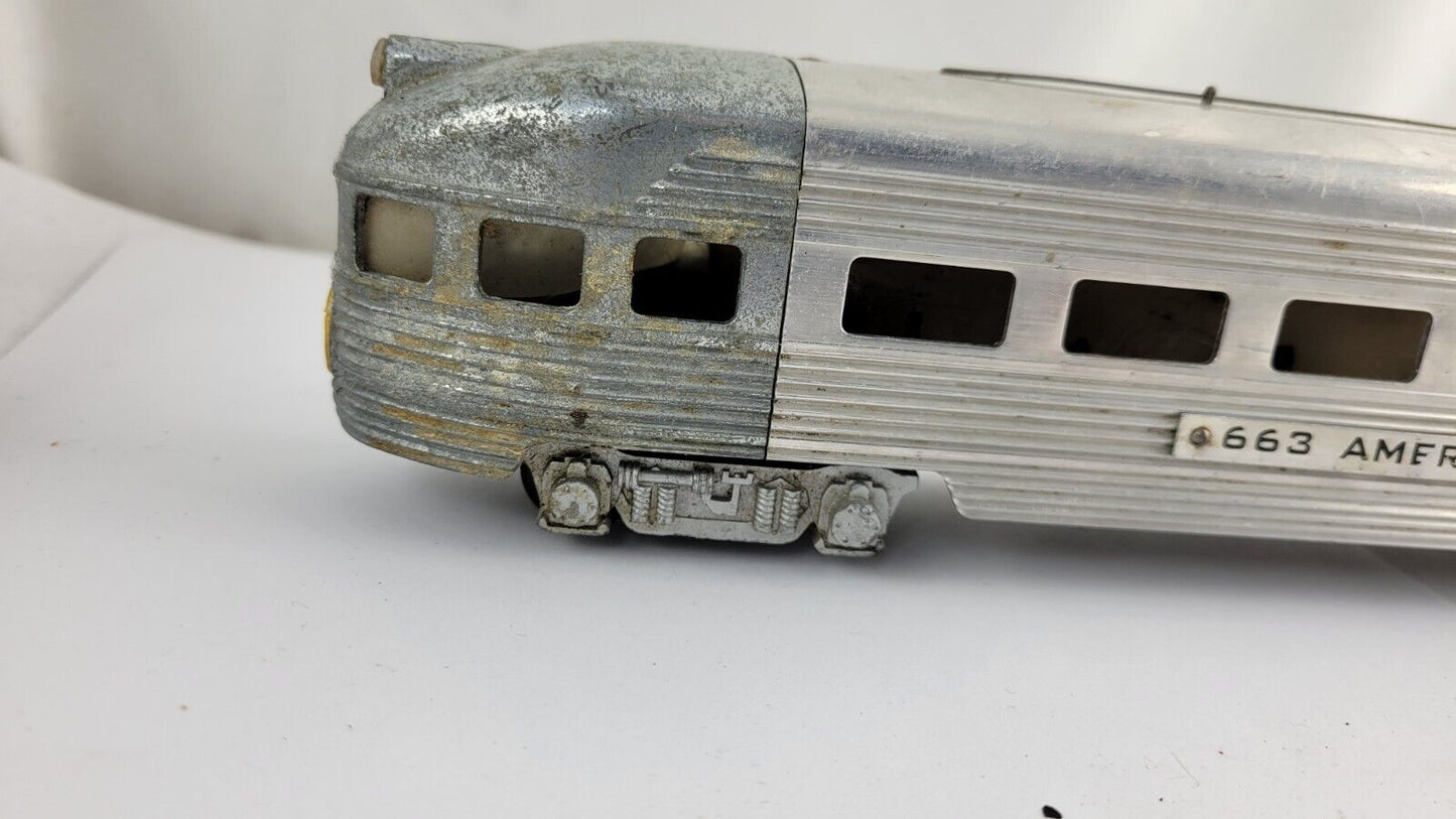 American Flyer 663 Aluminum Streamline Observation Passenger S-Gauge 1950s