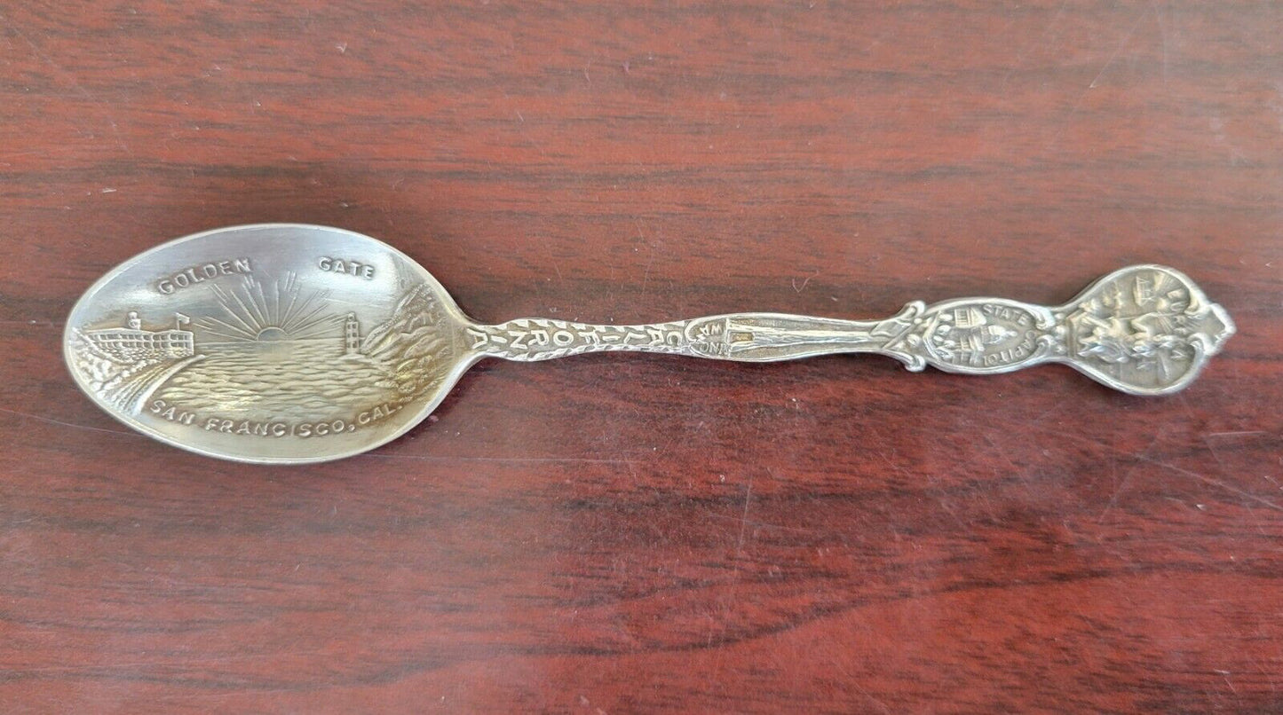 Golden Gate Bridge San Francisco 4" Sterling Souvenir Spoon .22oz. Eureka