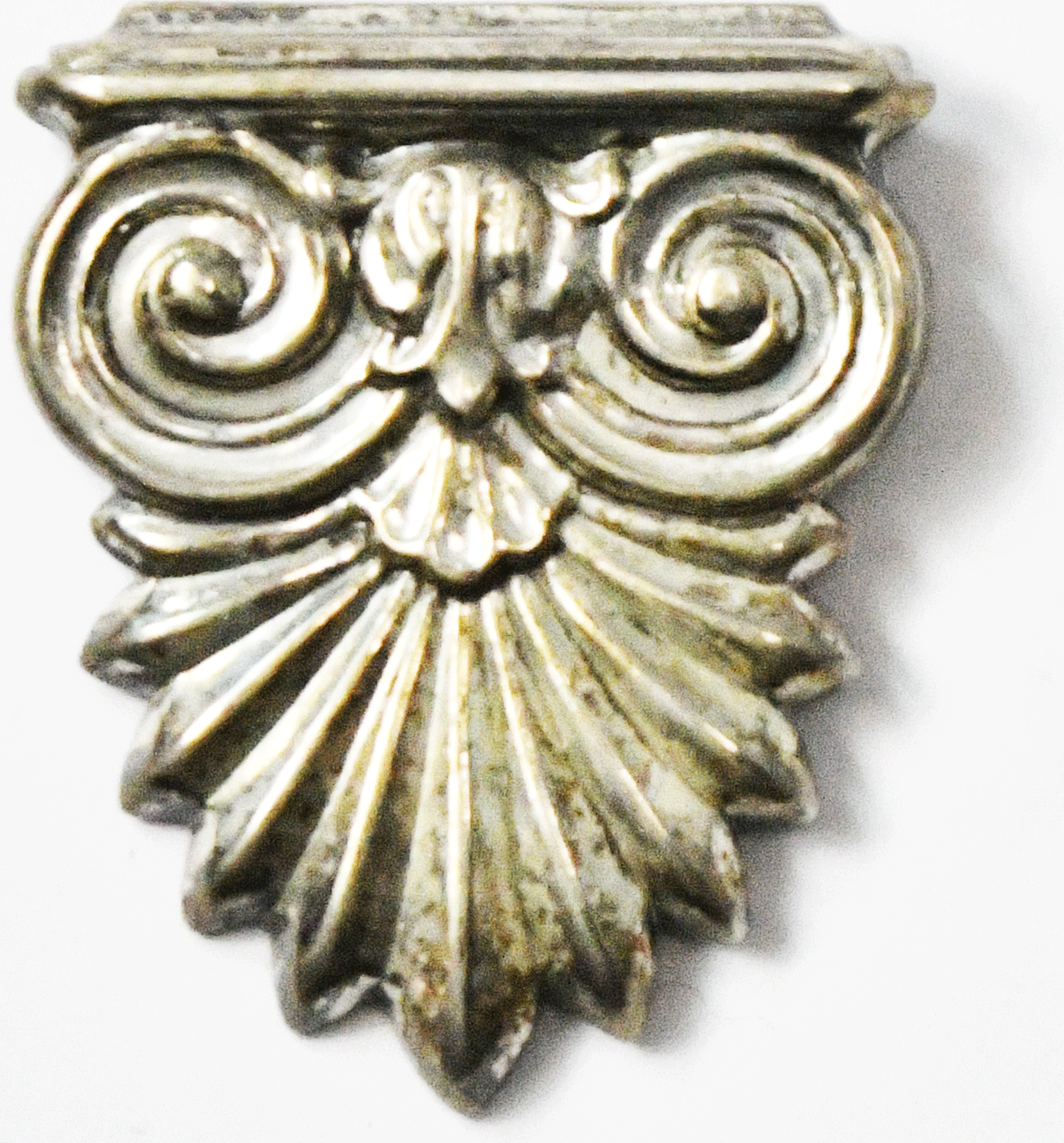 Silver Plated Pedestal Scroll Brooch Pin 34mm x 40mm
