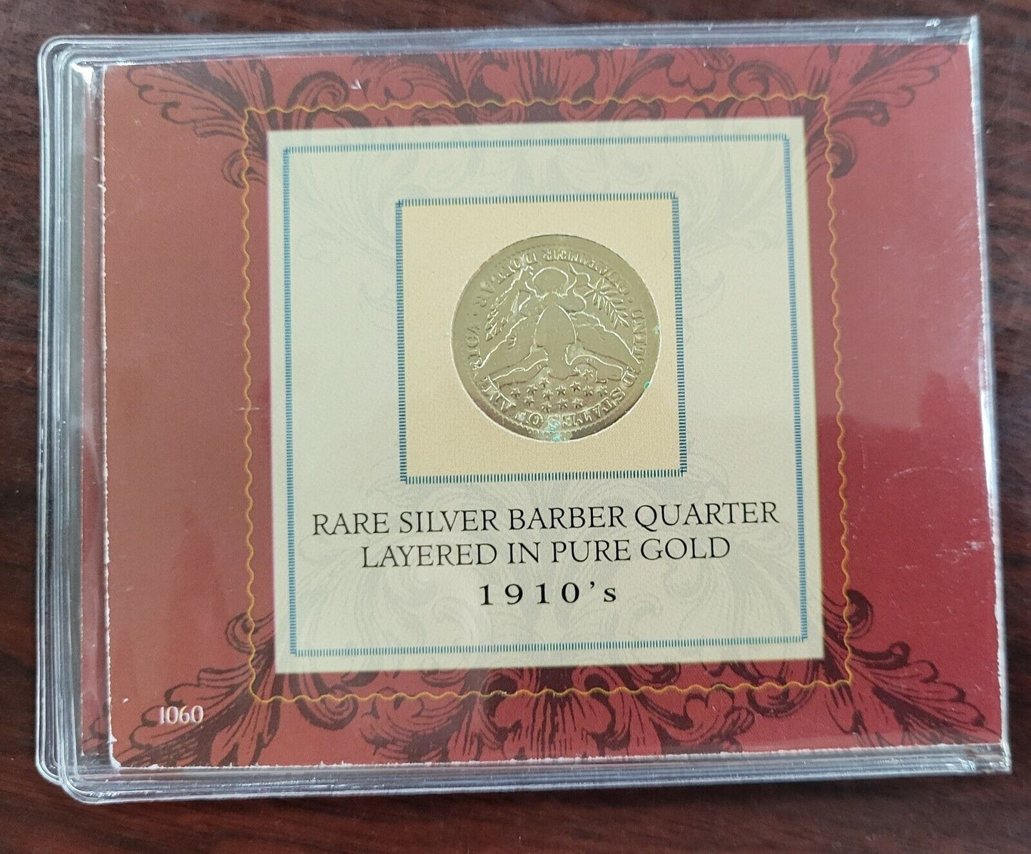 1910's Silver Barber Quarter Layered In Pure Gold - 1912