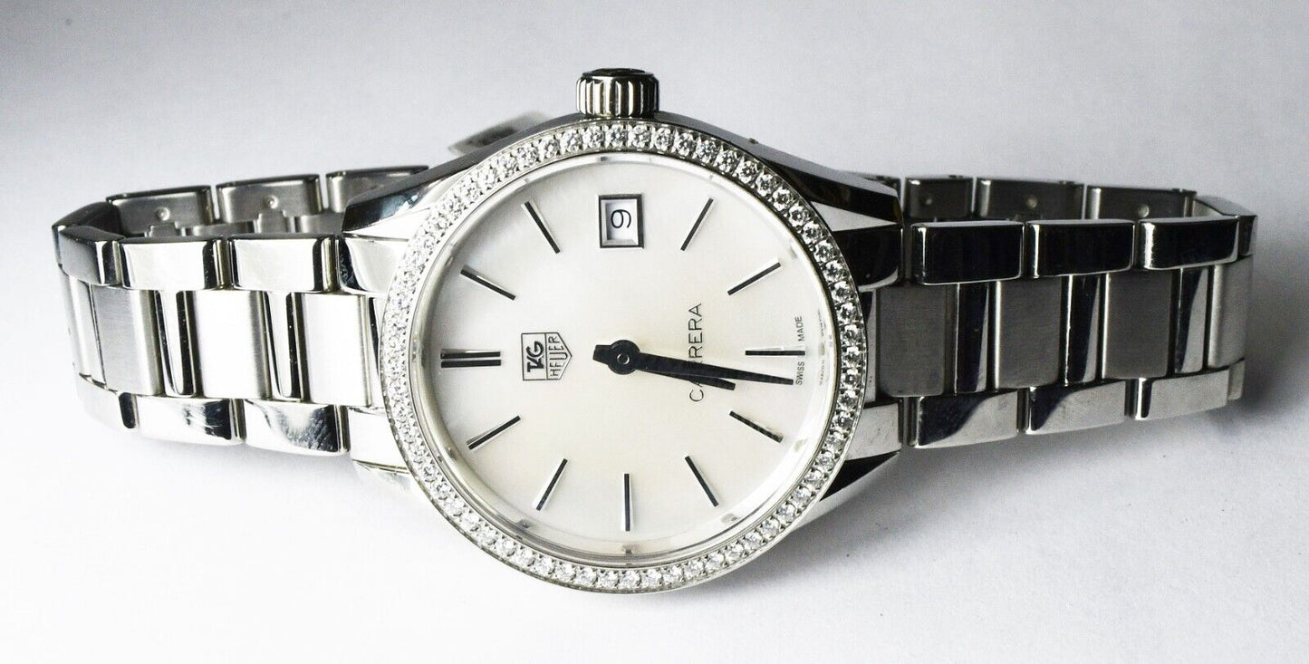 Tag Heuer Carrera Diamond Bezel MOP Dial WAR1315 64 Diamond .621ctw w Box 32mm