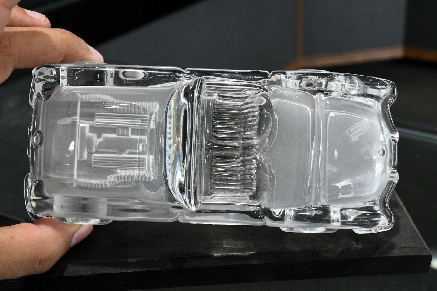 Hofbauer Crystal Solid 1959 Corvette with Stand Paperweight Western Germany