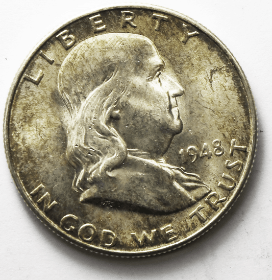 1948 D 50c Franklin Silver Half Dollar Fifty Cents Denver AU DDR FS-801